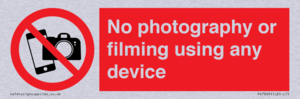 No photography or filming using any device